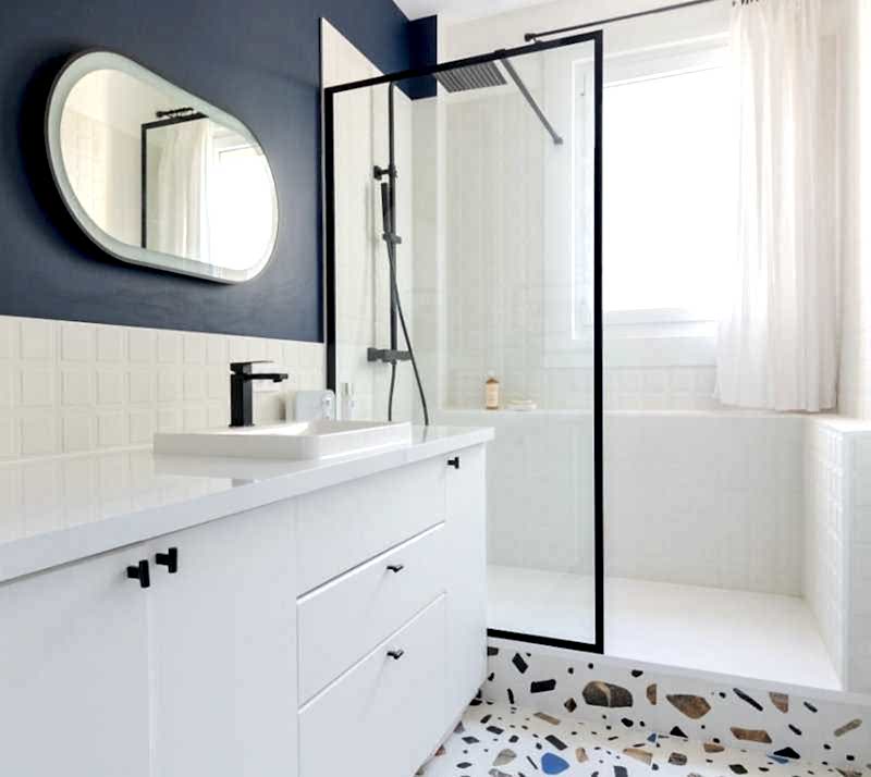 Coup de neuf appartement 85m² -  salle d'eau bleu céleste
