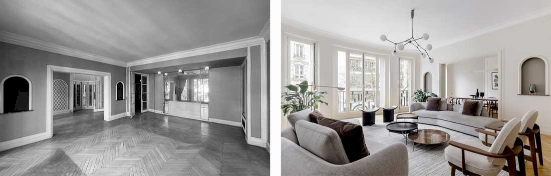 Avant-Après : rénovation du salon d'un appartement Art Déco 275m2