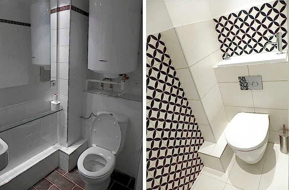 Avant Après de l’aménagement d’intérieur d’une salle de bain en Ile de France