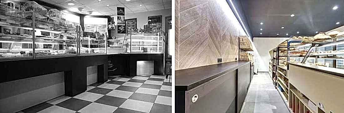 Aménagement d'une boulangerie par un architecte d'intérieur en photos avant - après