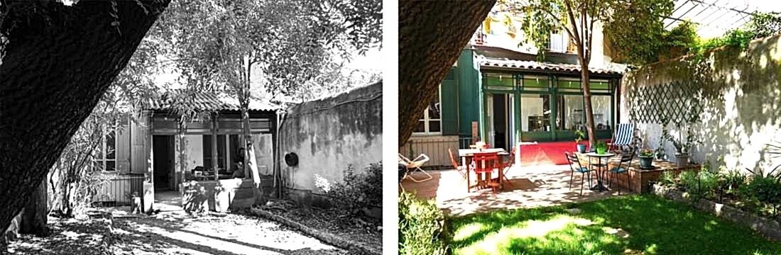 Aménagement paysager du jardin d'une maison
