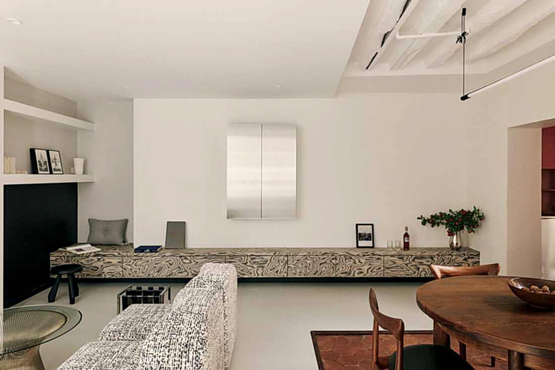 Salon d'un appartement du Marais rénové par un architecte d'intérieur