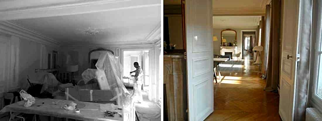 Projet de décoration d'intérieur d'un appartement haussmannien en photographies avant - après