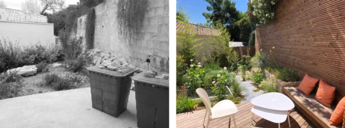 Avant-après : Micro-jardin urbain avec massifs naturalistes
