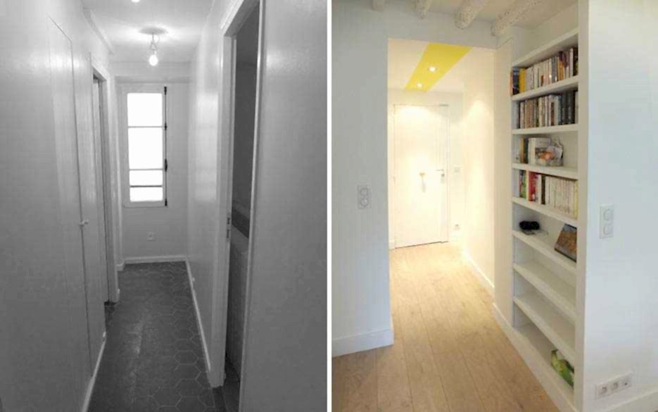 Un décorateur d’intérieur aménage une bibliothèque dans un appartement en région parisienne.