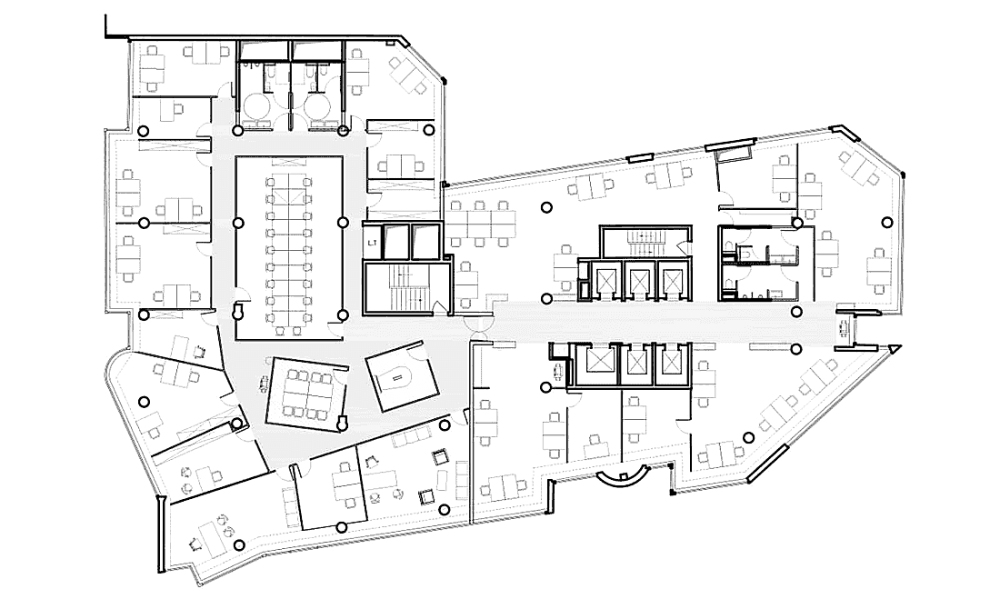 Aménagement de 2 plateaux de bureaux - Plan de l'architecte