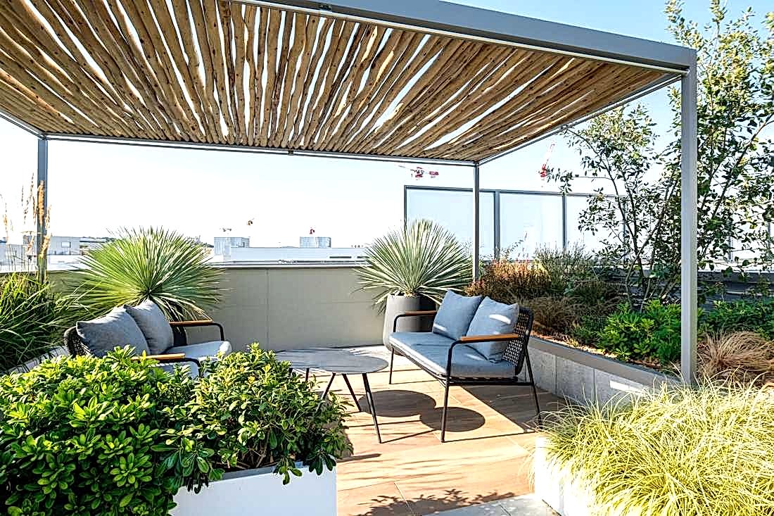 Pergola au fond de la terrasse