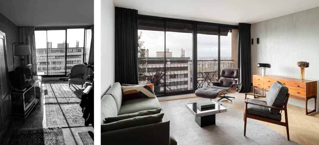 Avant-Après : aménagement d'un séjour dans un appartement des années 60