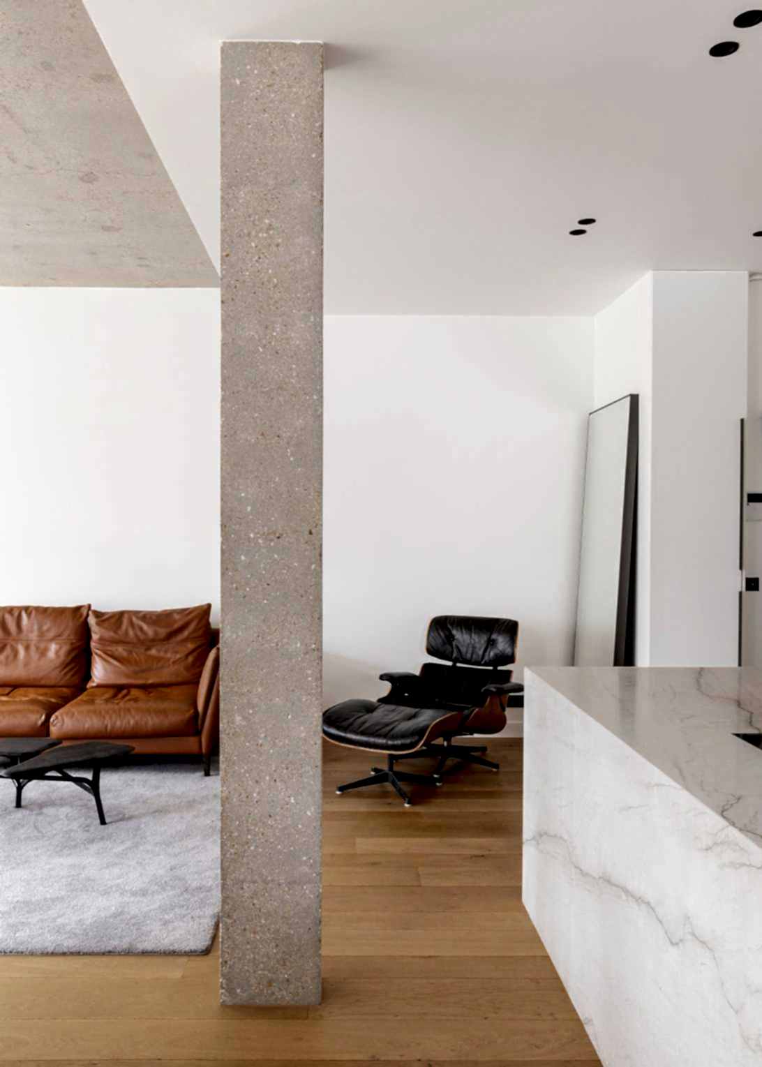 Séjour contemporain avec un fauteuil Eames