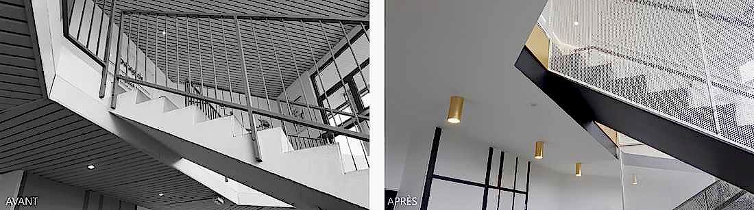 Avant - après : rénovation du hall de batiments de bureaux