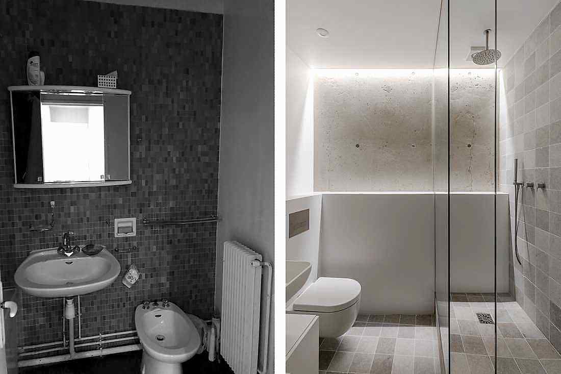 Avant - après : Rénovation de la salle de bain d'un appartement des années 70 à Paris