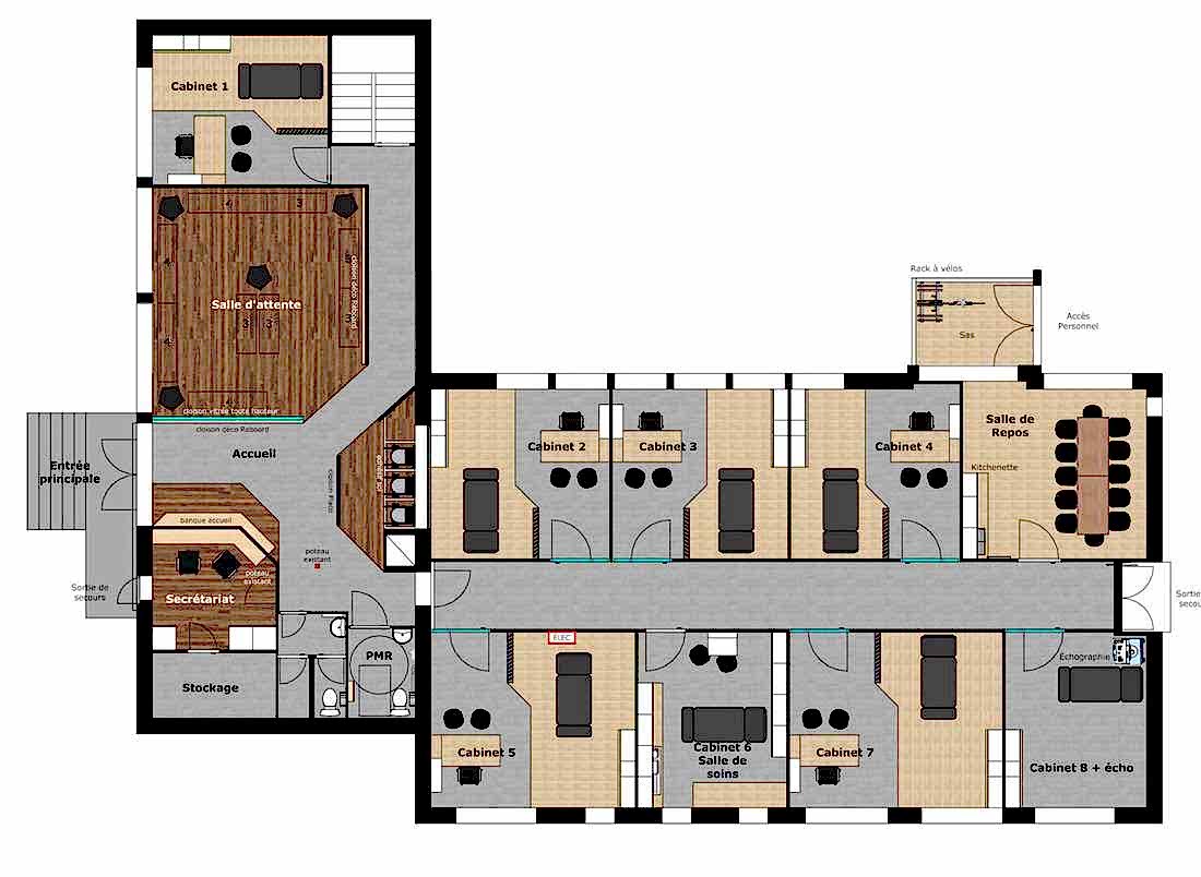 Transformation d'un local en maison médicale - plan du bâtiment