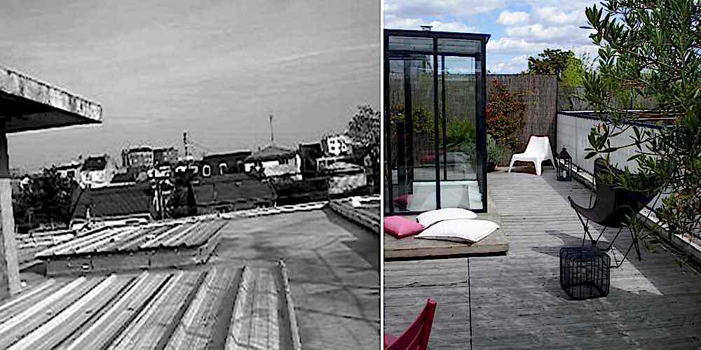 Réalisations d'un toit-terrasse en photo avant - après