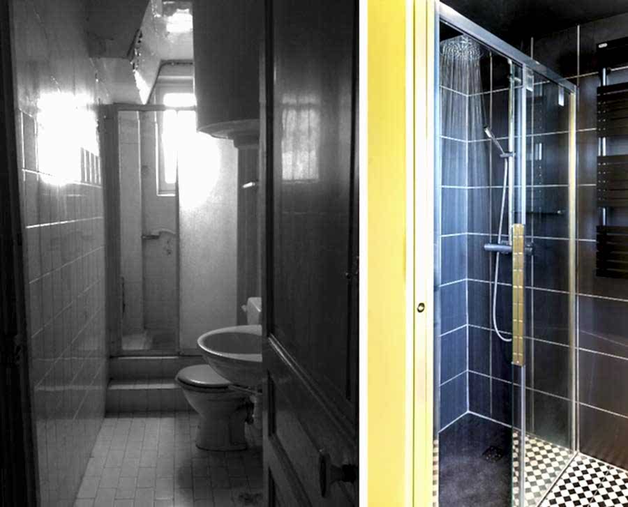 Transformation d'une salle de bain par un architecte d'intérieur en photo avant-après