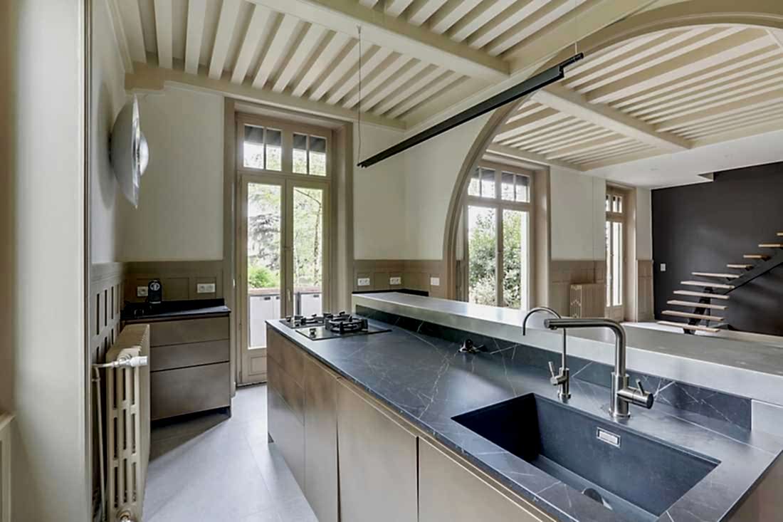 Transformation villa 1930 - la cuisine du RDC - plan de travail