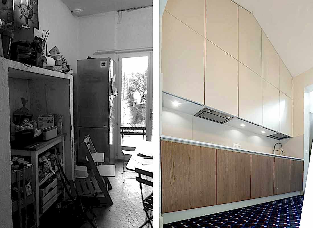 Avant-après : amenagement d'un linéaire de cuisine par un architecte