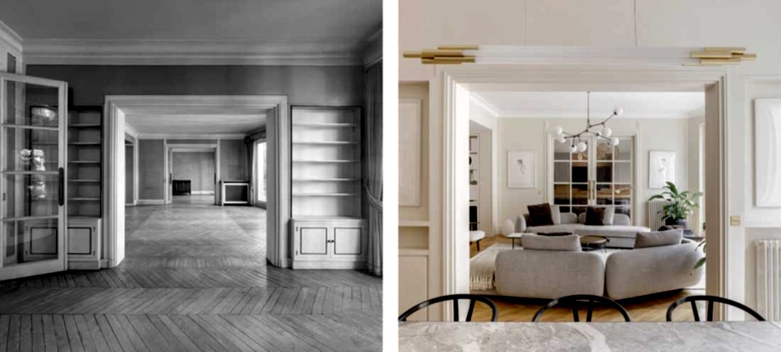 Avant-Après : rénovation de la salle à manger d'un appartement Art Déco par un architecte d'intérieur