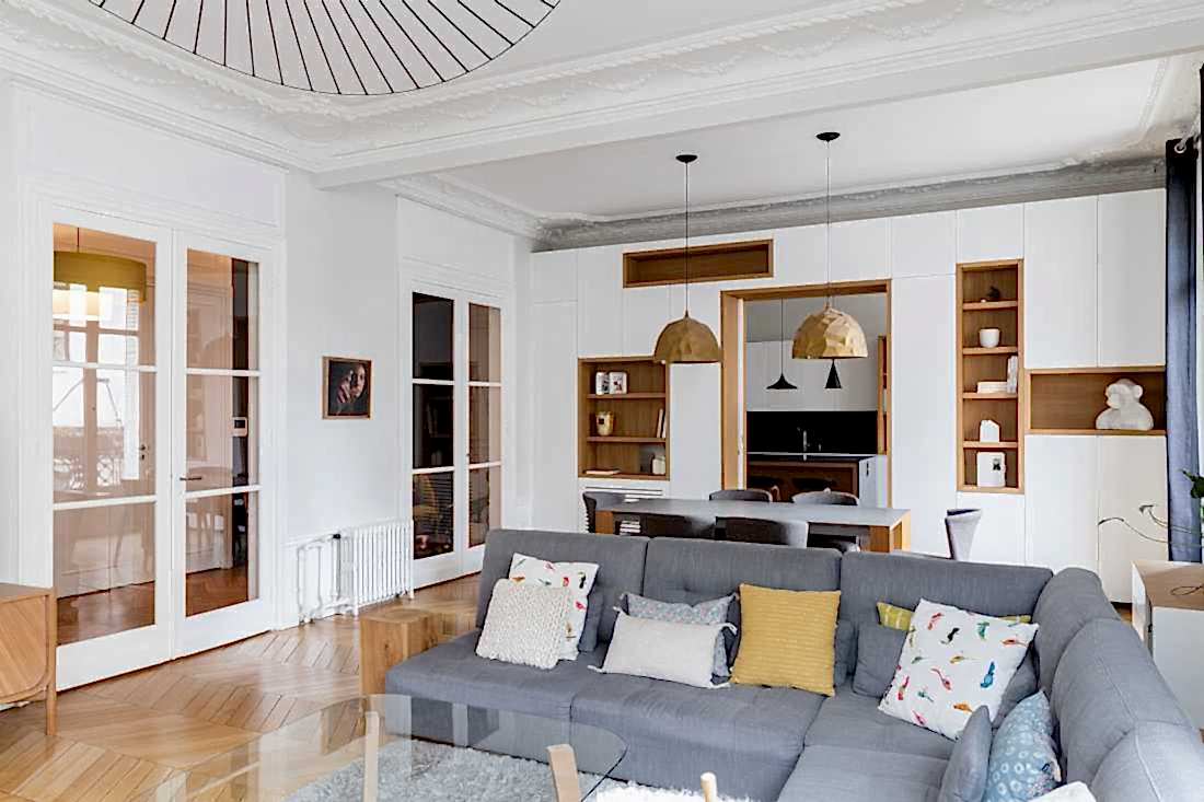 Salon après les travaux de renovation de l'appartement