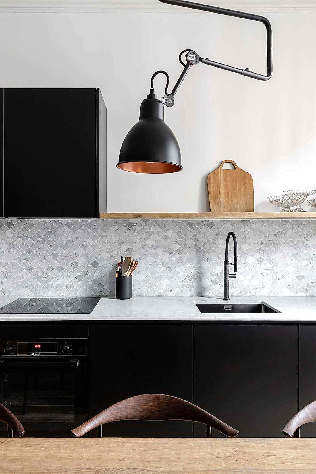 Cuisine d'un appartement familial haussmannien - plan de travail