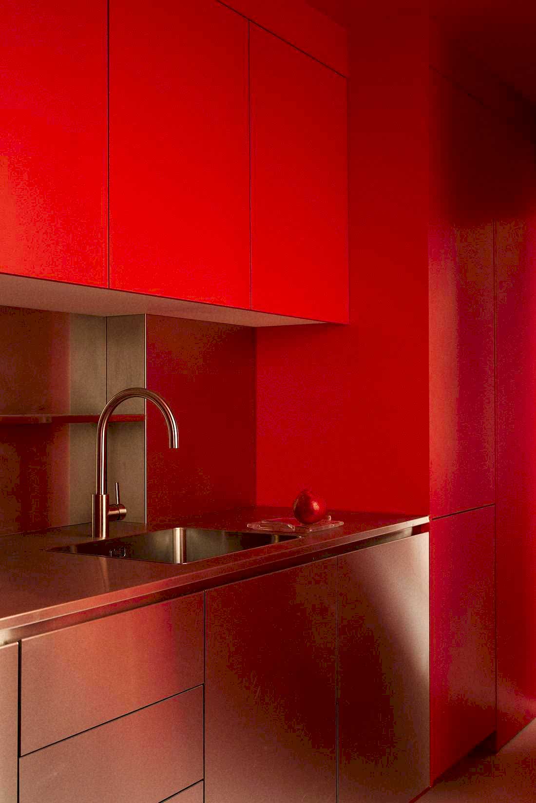 Cuisine rouge sang et inox