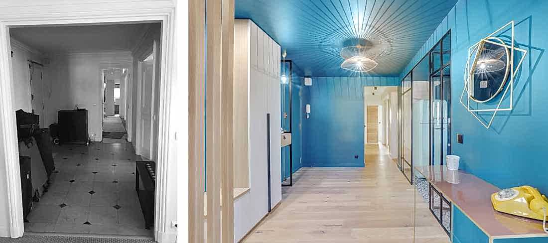 Avant - après : Restructuration de l'entrée de l'appartement