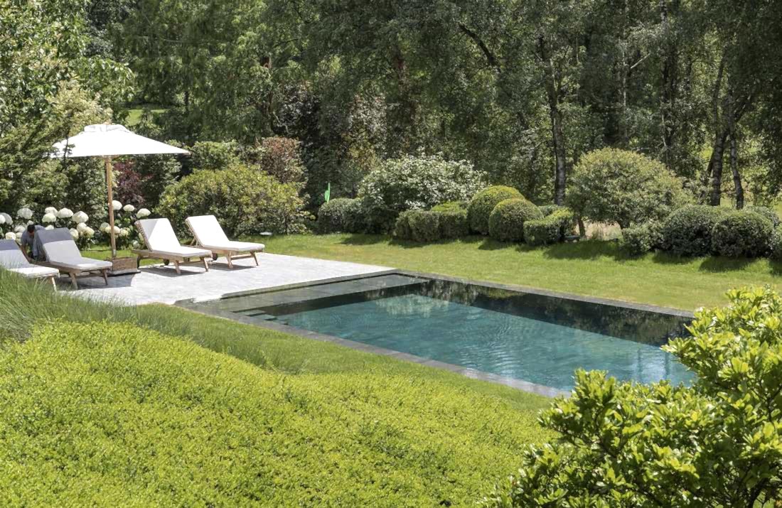 Piscine au sein d'un jardin paysager