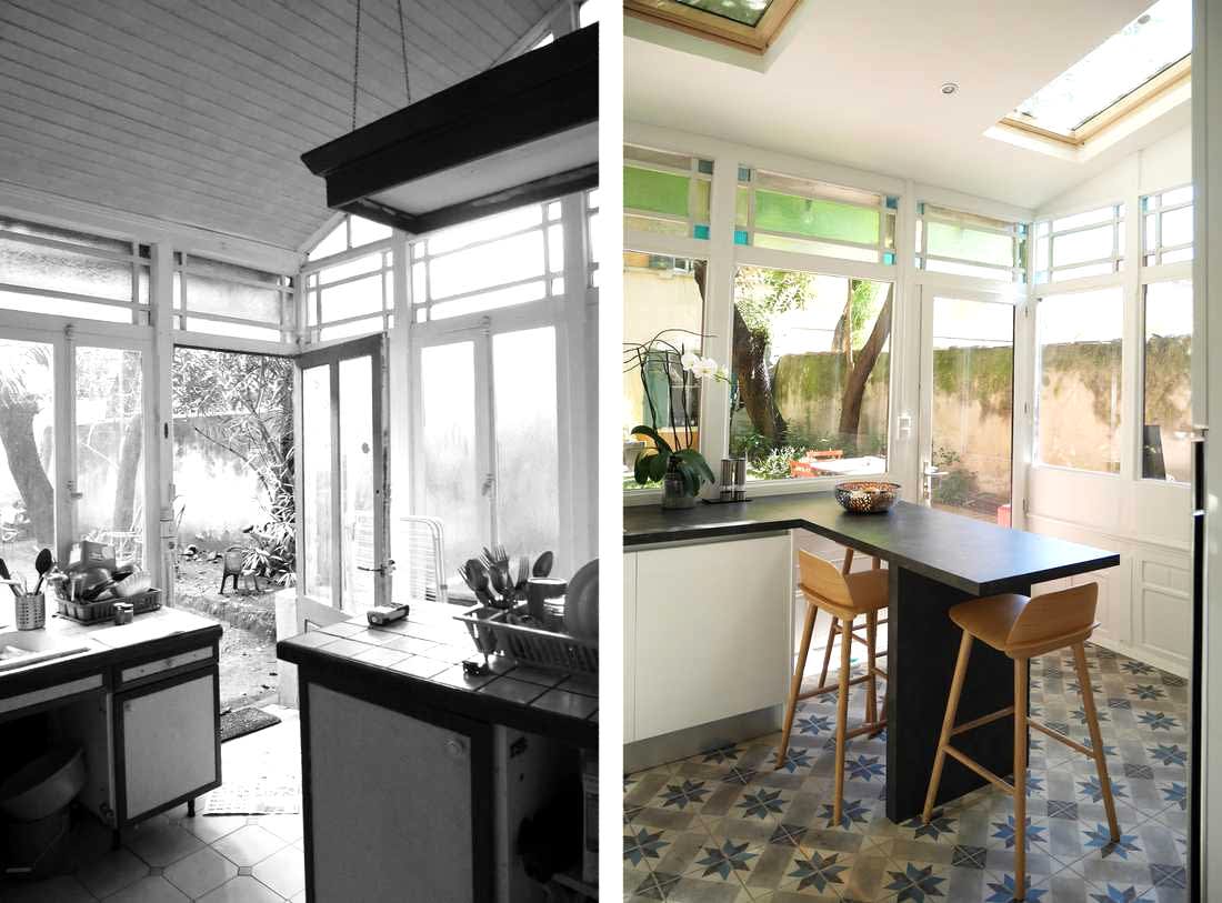 Cuisine d'une maison de ville rénovée par un architecte d'intérieur