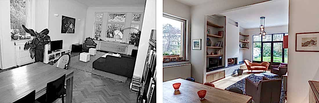Avant-après : rénovation d'un salon par un architecte d'intérieur à Paris