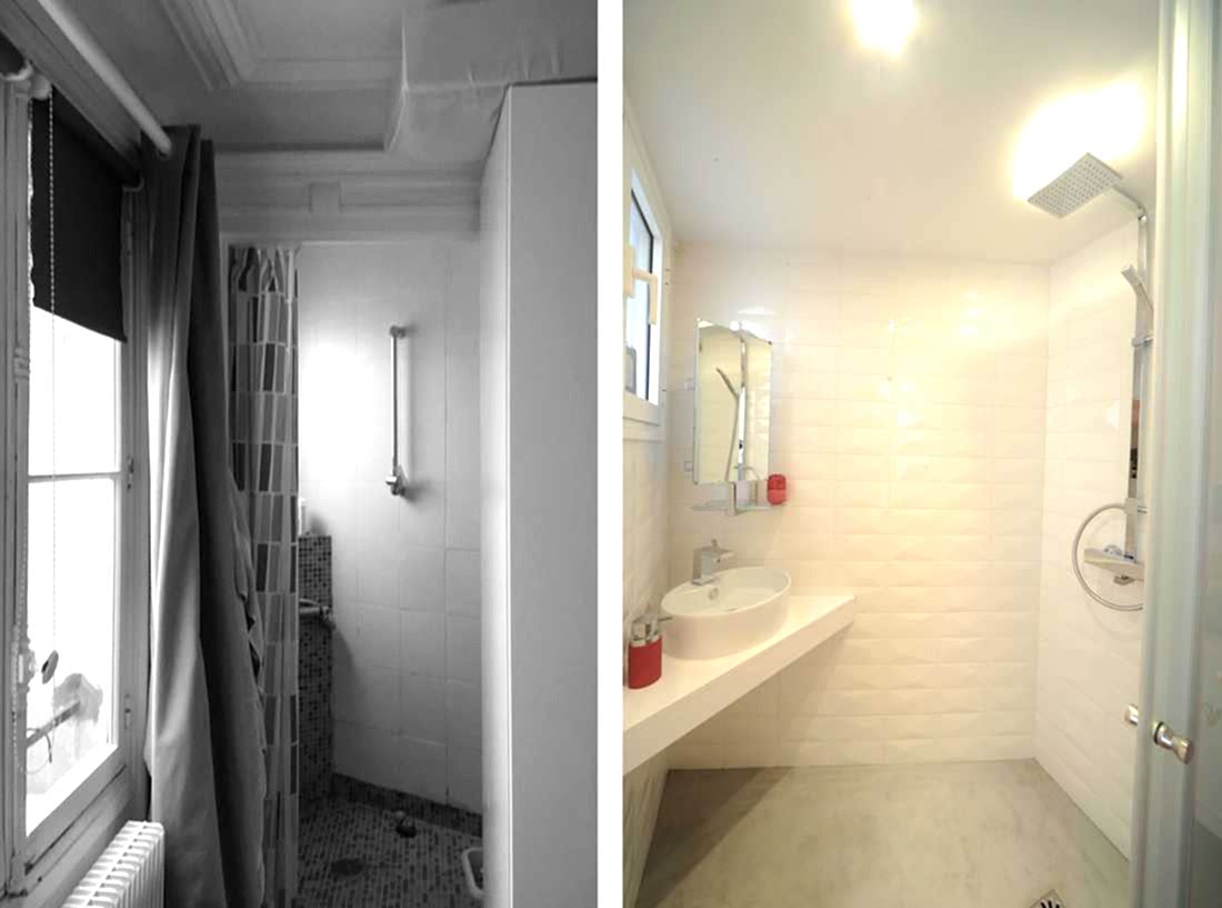 Photo avant - après de la rénovation d'une salle de bain