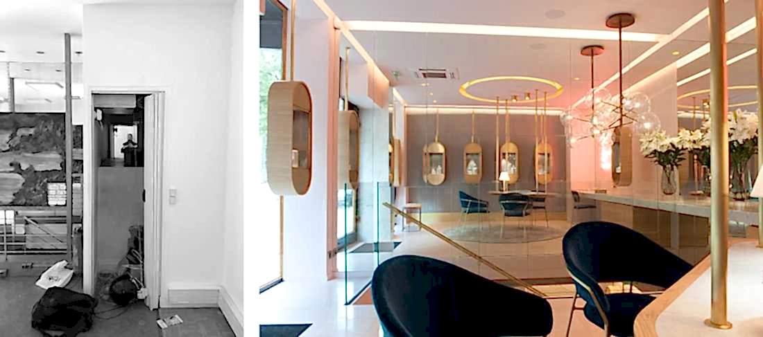 Avant-après de la renovation d'une boutique de bijoux à Paris