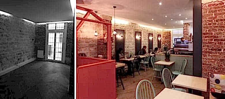 Aménagement intérieur d'un coffee shop par un architecte specialiste de l'architecture commerciale