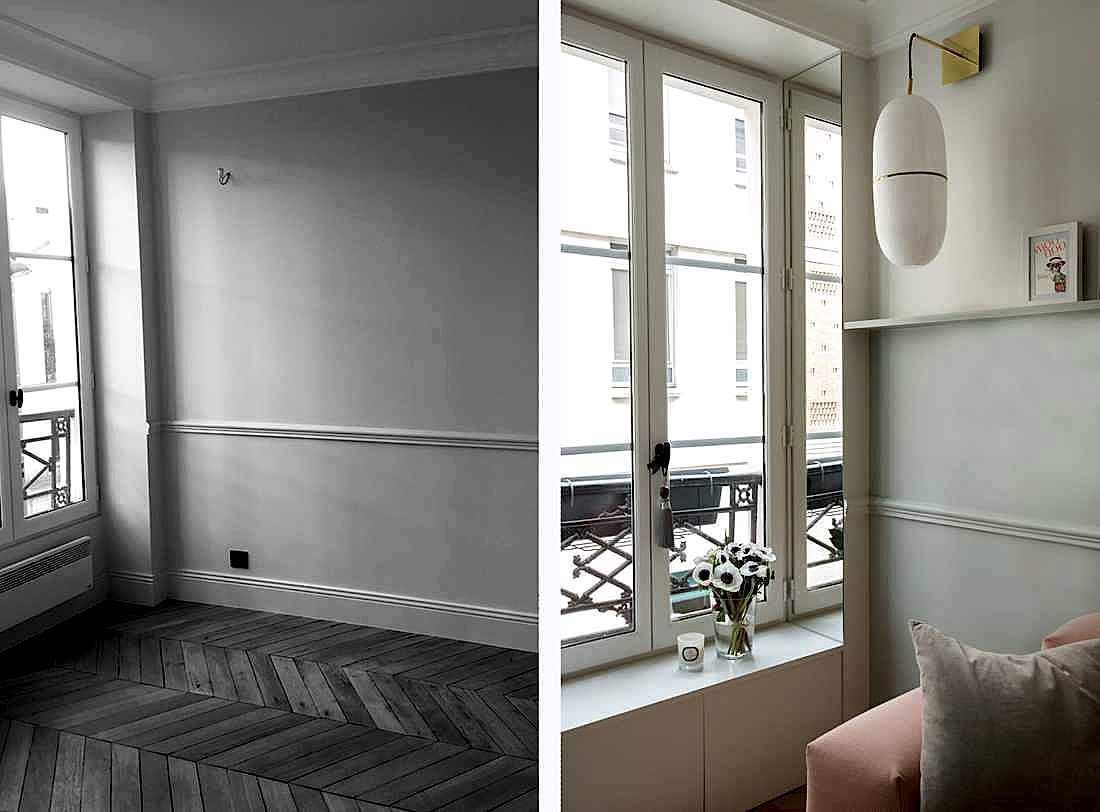 Avant-Après de la décoration du salon de l'appartement