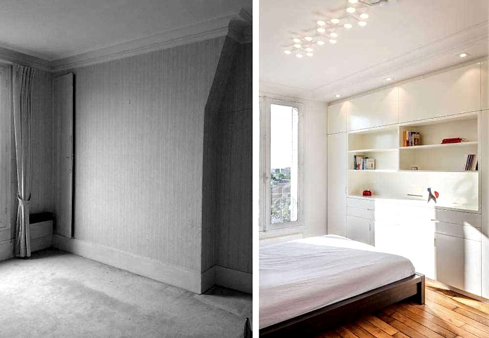 Avant-après aménagement d'une chambre parentale